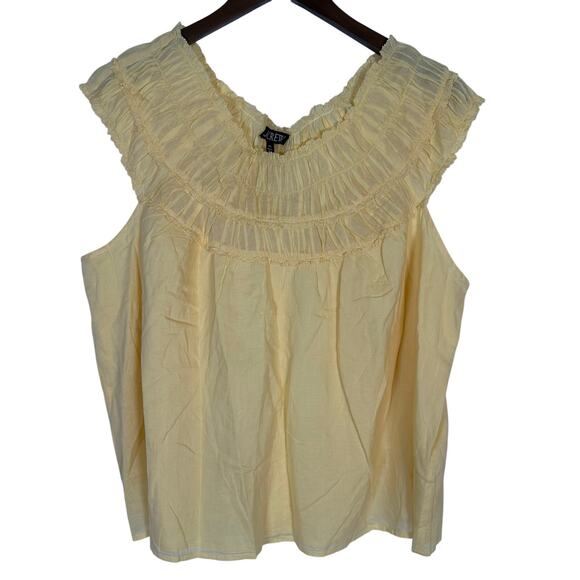 J.‎ Crew Rosalie Cotton Viole Top Yellow Women XXL Smocked Chic Feminine Minimal - Picture 1 of 8